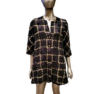 15. Vtg. Linda Lundstrom Black and Gold Coat/Jacket Size 8